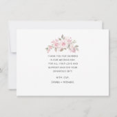 Modernes Foto Rosa-Rose-Schwarz-Script Hochzeit Dankeskarte (Rückseite)