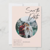 Modernes Foto Rosa Save The Date (Vorderseite)