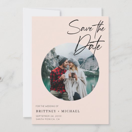 Modernes Foto Rosa Save The Date (Vorderseite)