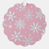 Modernes Foto Rosa Schneeflocken Ornament Karte (Rückseite)