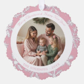 Modernes Foto Rosa Schneeflocken Ornament Karte (Vorderseite)