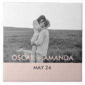 Modernes Foto Rosa und Grau Persönlicher Name Fliese (Vorderseite)