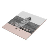 Modernes Foto Rosa und Grau Persönlicher Name Fliese (Seite)