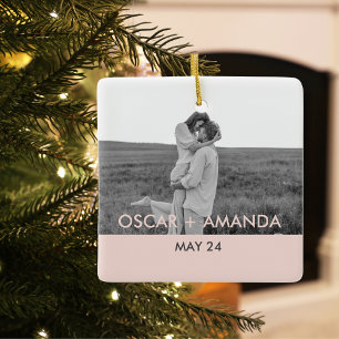 Modernes Foto Rosa und Grau Persönlicher Name Keramikornament