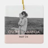 Modernes Foto Rosa und Grau Persönlicher Name Keramikornament (Vorderseite)