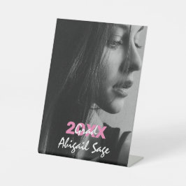 Modernes Foto Rosa und Weiß Abschluss Sockelschild