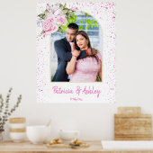 Modernes Foto rosa Vintage Rose und Glitzer Poster (Küche)