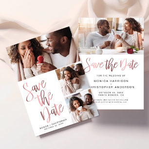 Modernes Foto Rose Gold Script Save The Date