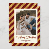 Modernes Foto Rot und Gold Frohe Weihnachten (Vorne/Hinten)