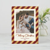Modernes Foto Rot und Gold Frohe Weihnachten (Stehend Vorderseite)