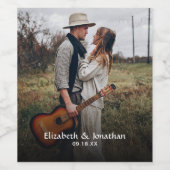 Modernes Foto Rustikale Script Hochzeit Weinetikett (Einzelnes Label)