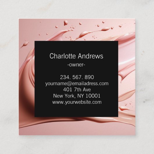 Modernes Foto, Salon, Make-up, Beauty Quadratische Visitenkarte (Rückseite)