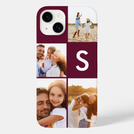 Modernes Foto sammelt Bordeaux-Initialmonogramm Case-Mate iPhone Hülle (Rückseite)