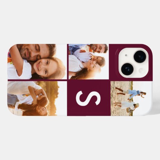 Modernes Foto sammelt Bordeaux-Initialmonogramm Case-Mate iPhone Hülle (Rückseite (Horizontal))