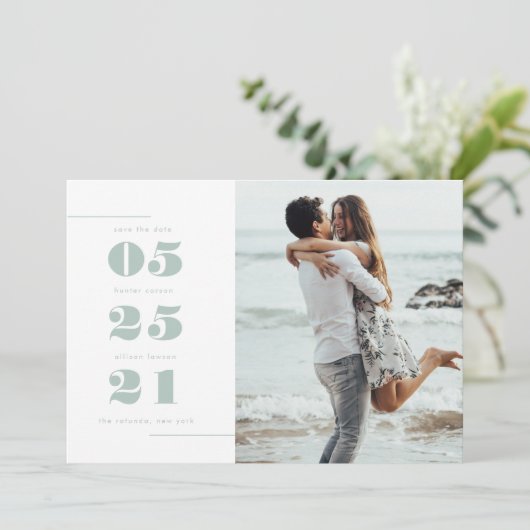 Modernes Foto Save the Date (Stehend Vorderseite)