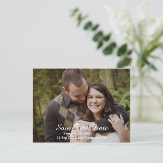 Modernes Foto Save the Date Ankündigungspostkarte (Stehend Vorderseite)