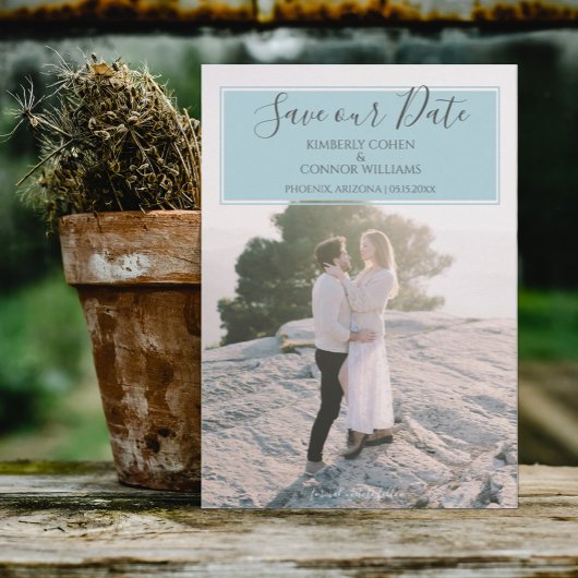 Modernes Foto Save the Date | Aqua