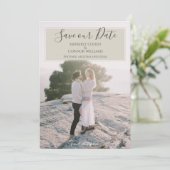 Modernes Foto Save the Date | Beige (Stehend Vorderseite)