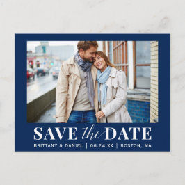 Modernes Foto Save the Date - Blau oder Pick Color Postkarte