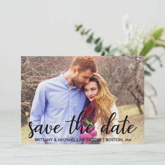 Modernes Foto Save the Date der Verlobung Einladung (Stehend Vorderseite)