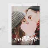 Modernes Foto Save the Date Drehbuch Herz Confetti Einladung (Vorderseite)