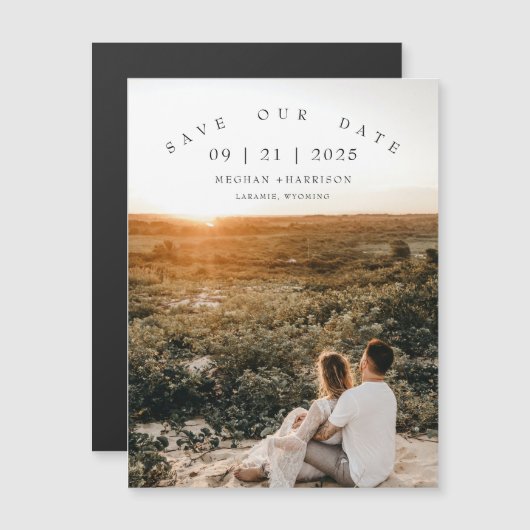 Modernes Foto Save the Date dünne Magnetkarte Magneteinladung (Vorne/Hinten)