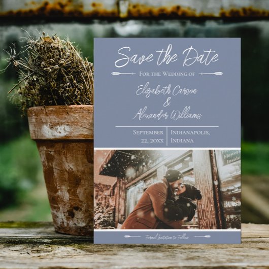 Modernes Foto Save the Date | Dusty Blue