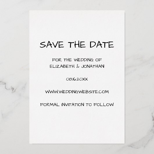 Modernes Foto Save the Date Folieneinladung (Rückseite)