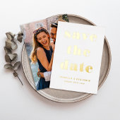 Modernes Foto Save the Date Gold Foil Card Folieneinladung