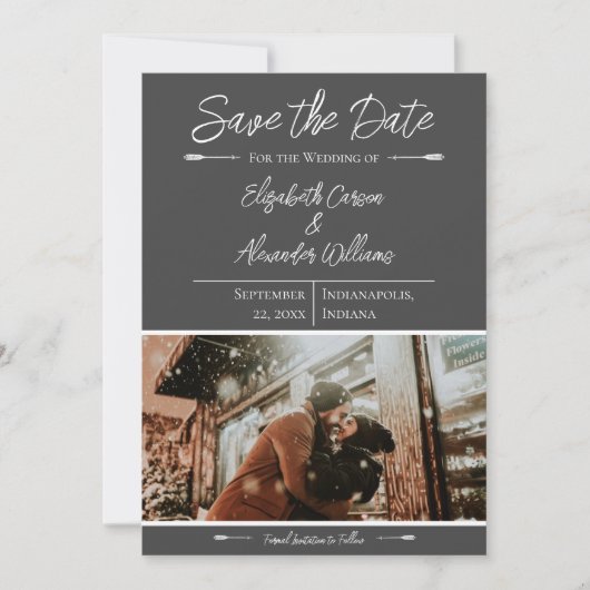 Modernes Foto Save the Date | Grau (Vorderseite)