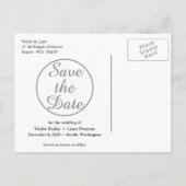 Modernes Foto Save the Date - grau Ankündigungspostkarte (Rückseite)