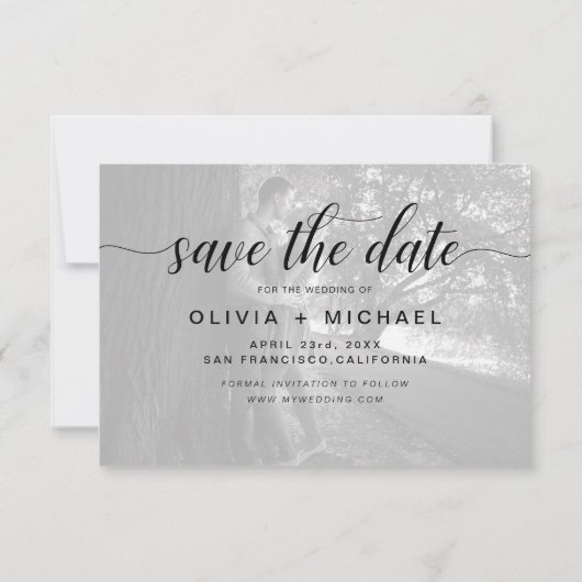 Modernes Foto Save the Date handschriftlich (Rückseite)