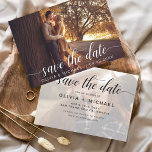 Modernes Foto Save the Date handschriftlich<br><div class="desc">Handgeschriebene Hochzeit Speichern Sie die Datumskarten mit einem Foto auf der Vorder- und Rückseite. Die Save the Date Herbst-,  Herbst-,  Winter-,  Frühlings- oder Sommerkarten enthalten eine moderne handgeschriebene Schriftzeichen-Typografie mit eleganten,  einfachen und modernen Herzenszügen,  die Sie nach einem einfachen Hochzeitsfest mit minimalistischer Note verwenden können.</div>