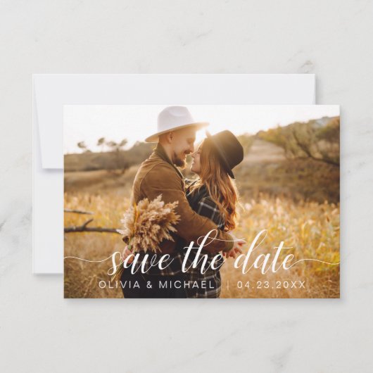 Modernes Foto Save the Date handschriftlich (Vorderseite)
