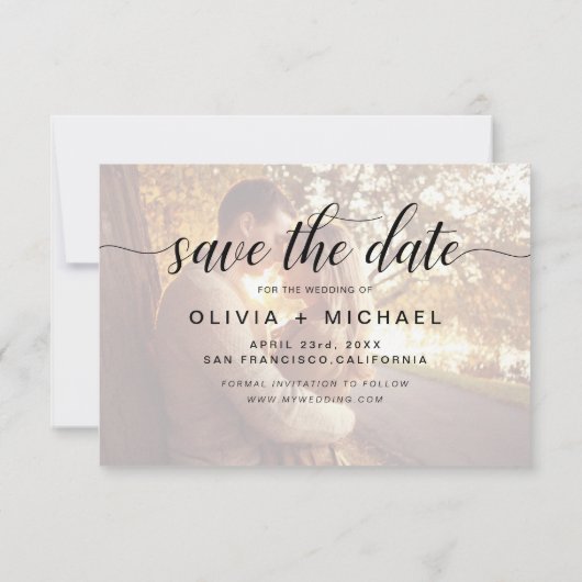 Modernes Foto Save the Date handschriftlich (Rückseite)