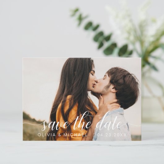 Modernes Foto Save the Date handschriftlich (Stehend Vorderseite)