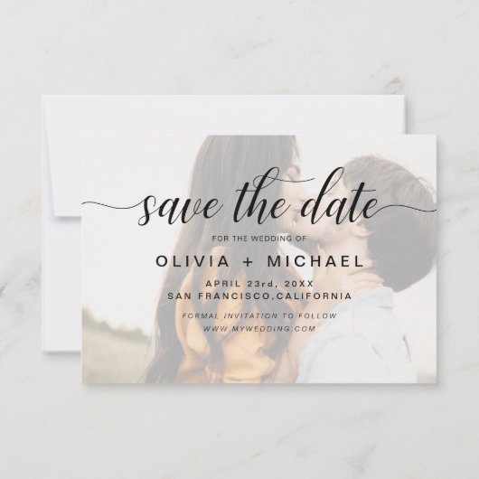 Modernes Foto Save the Date handschriftlich (Rückseite)