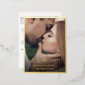 Modernes Foto Save the Date HochzeitGold Folie Einladungspostkarte (Vorderseite/Rückseite)