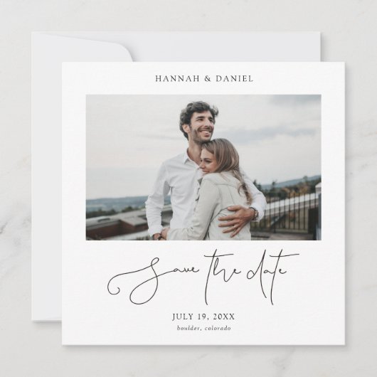 Modernes Foto Save the Date Hochzeitskarte (Vorderseite)
