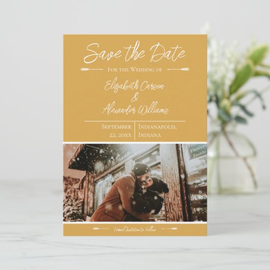 Modernes Foto Save the Date | Marigold (Stehend Vorderseite)