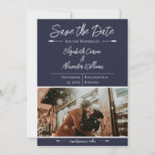 Modernes Foto Save the Date | Marineblau (Vorderseite)