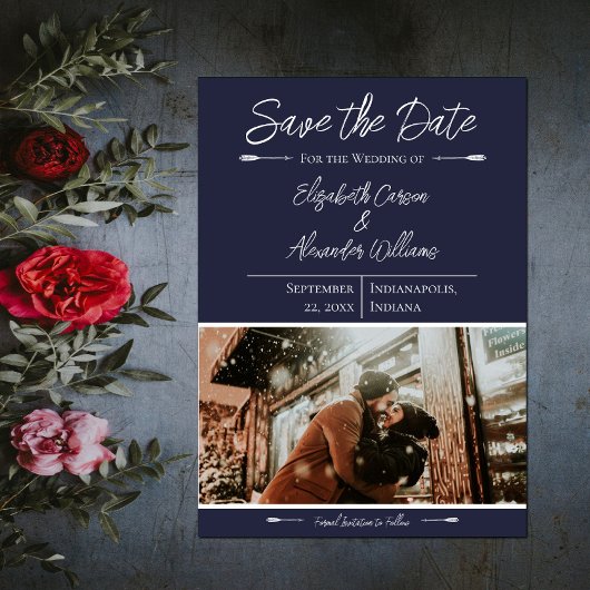 Modernes Foto Save the Date | Marineblau