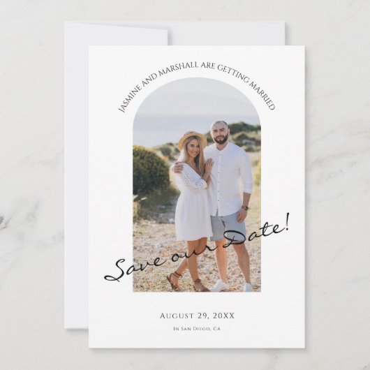 modernes Foto Save the Date minimal Ankündigung (Vorderseite)