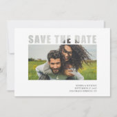 Modernes Foto Save the Date mit transparentem Text (Vorderseite)