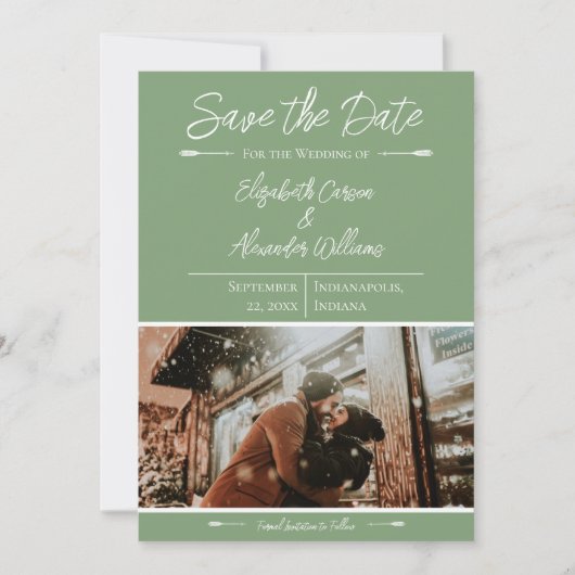 Modernes Foto Save the Date | Moss Green (Vorderseite)