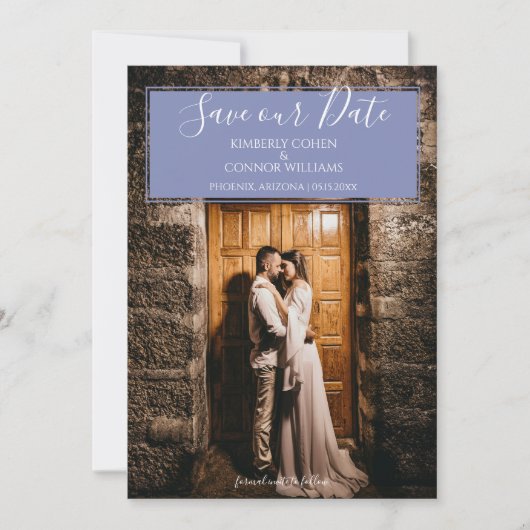 Modernes Foto Save the Date | Periwinkle (Vorderseite)