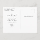 Modernes Foto Save the Date PostCard Ankündigungspostkarte (Rückseite)