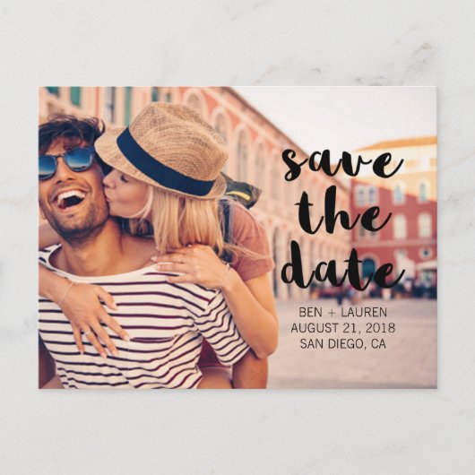 Modernes Foto Save the Date Postkarte (Vorderseite)