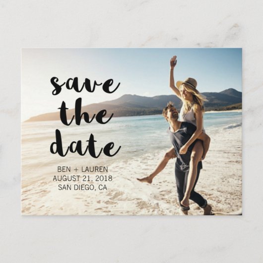 Modernes Foto Save the Date Postkarte (Vorderseite)