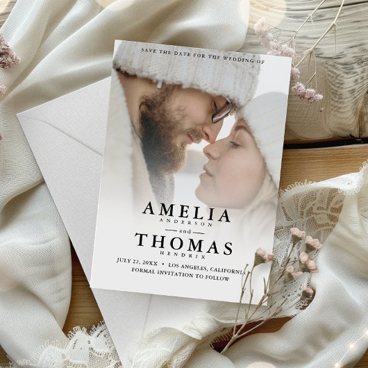 Modernes Foto Save the Date QR-Hochzeit Einladung